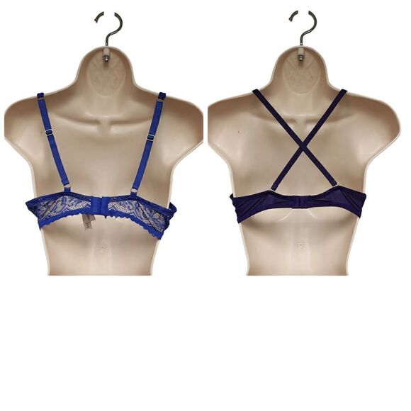 Lots Of 2 Underwire Full Support Push-Up Bras Size 36C Color Blue/Purple - Picture 2 of 10
